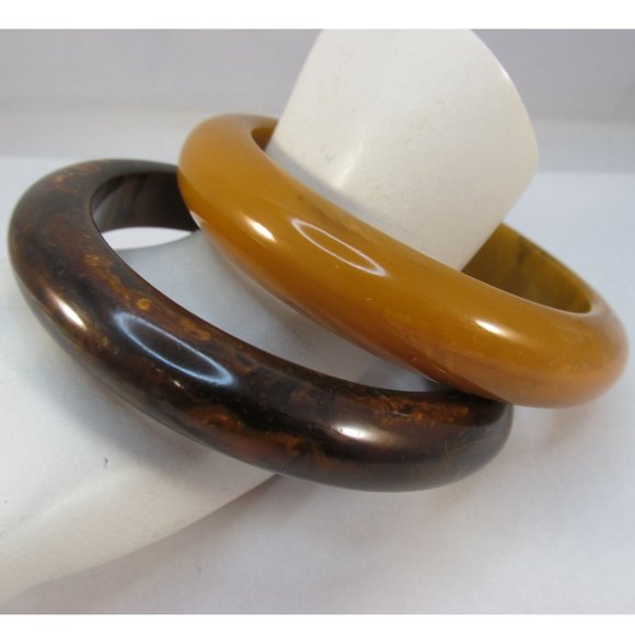 Vintage Butterscotch and Brown Bakelite Bangle Bracelets 2 in Lot - Picture 8 of 12